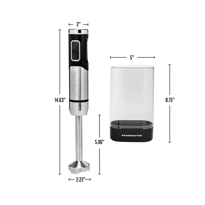 OVENTE Immersion Hand Blender, 300W Electric Handheld Portable Stick Mixer with 2 Mixing Speed and Stainless Steel Blades for Effortless Blending Smoothies, Shakes, Puree or Baby Food, Red HS560R