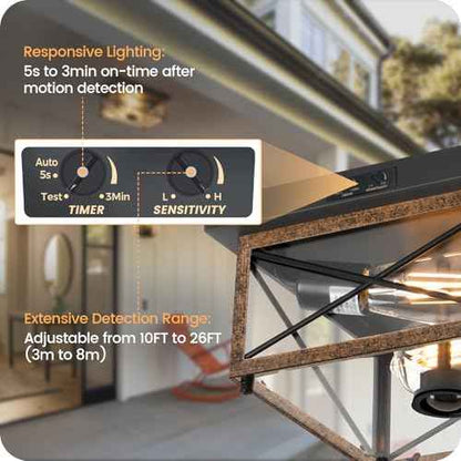 Outdoor Ceiling Light with Motion Sensor, Flush Mount Porch Ceiling Lights Outdoor, 2-Light Farmhouse Metal Close to Ceiling Light Fixture for Patio, Hallway, Garage, Rustic Brown FT09XD05