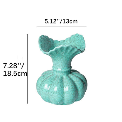 Flower Vase,Pumpkin Ceramic Vase, Ceramic Vase for Decor,Container for Flower, Centerpieces for Dining Table,for Living Room Desk Shelf Decor. (Cowboy Blue)