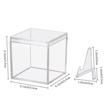 3 Pack Championship Ring Display Case Clear Acrylic Display Case Mini Football Baseball Softball Ring Holder Display Box Single Coin Stand 1 Slot Ring Hole Storage Box for Sports Fans, 2.16 Inch