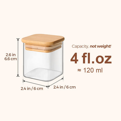 ComSaf 16Pcs Glass Spice Jars with Bamboo Lid, 4oz Airtight Square Spice Containers with 275 Black Lables, Empty Seasoning Jars for Spice Salt Sugar