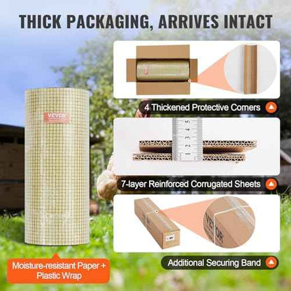 VEVOR Hardware Cloth, 24'' x 100' 1/2 inch Galvanized Wire Mesh Roll, 19 Gauge Chicken Wire Fencing Roll, Vinyl Metal Wire Mesh for Chicken Coop Barrier, Rabbit Snake Fences, Poultry Enclosures