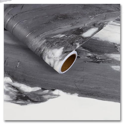 CRE8TIVE Silver Grey White Liquid Marble Contact Paper Peel and Stick Modern Marble Wallpaper Removable Self Adhesive Countertop Contact Paper Waterproof Vinyl Roll for Cabinets Tables Shelves 12"x80"