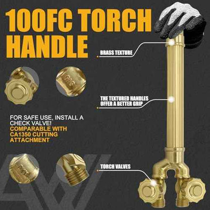 Cutting Attachment Torch - Oxyacetylene with 100FC Torch Handle, 3-101 Cutting Nozzle, Tip Cleaner
