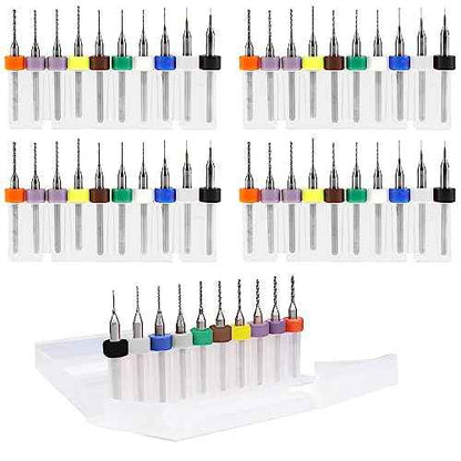 40Pcs PCB Micro Drill Bits Set, 0.1mm-1.0mm, Shank Spiral Tungsten Steel Carbide PCB Print Circuit Board Flute CNC Router Bits for Print Rough Stone Circuit Board Jewelry CNC Engraving