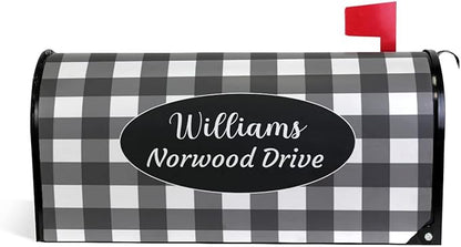 Kcldeci Custom Address Mailbox Covers Magnetic - Personalized Mailbox Magnet Decor Black Plaid Standard Size 21x18