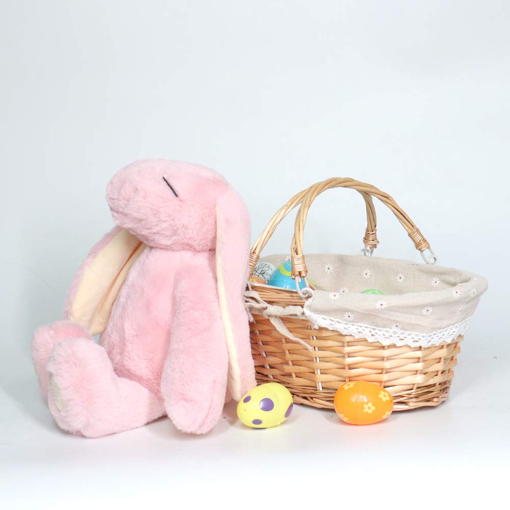 Wicker Basket Gift Baskets Empty Oval Willow Woven Picnic Basket Easter Candy Basket Storage Basket Wine Basket with Handle Egg Gathering Wedding Basket (Natural)