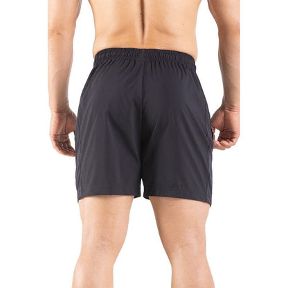 Gaglg Men's 5" Running Shorts 2 Pack Quick Dry Athletic Workout Gym Shorts with Zipper Pockets Black/Red,Medium
