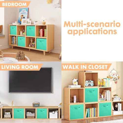 PowerKing Collapsible Storage Cubes with Handles, Fabric Foldable Bins for Closet Shelves, Durable Organization Storage Bins, 10.5'' x 11'' x 10.5'' (New Green, 6Pack)