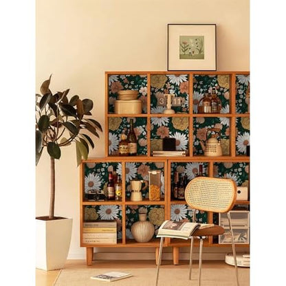 HAOKHOME Vintage Wallpaper Peel and Stick Floral Boho Moody Wall Paper Removable for Bathroom Contact Paper Green/Terracotta 17.7in x 6.6ft