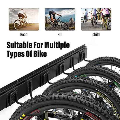 Sinoer 6-Bike & 6-Helmet Wall Mount Rack - 64 Inch Adjustable Bike Storage, Heavy Duty Steel Hooks, Space-Saving Bike Organizer for Home & Garage