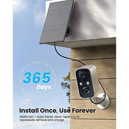 FOAOOD Solar Panel Security Cameras Wireless Outdoor - Battery Powered Cameras for Home Security WiFi Camera Surveillance Indoor System Floodlight Night Vison Alarm Motion Sensor Light Door Cam