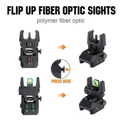 ohhunt Fiber Optic Sights Foldable Flip Up Sights Back up Sight Polymer Fiber A15 (Black 3)