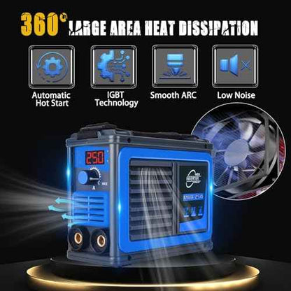 Stick Welder,Portable Welder Machine 110V IGBT Digital Display LCD Upgraded MMA-250A Welding Machine,Hot Start Arc Force Anti-stick Mini Welde (Blue)