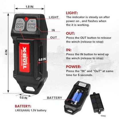 X-BULL Wireless Remote Kit 12V Winch 2 Remote Control Kit Handset Switch Car ATV SUV
