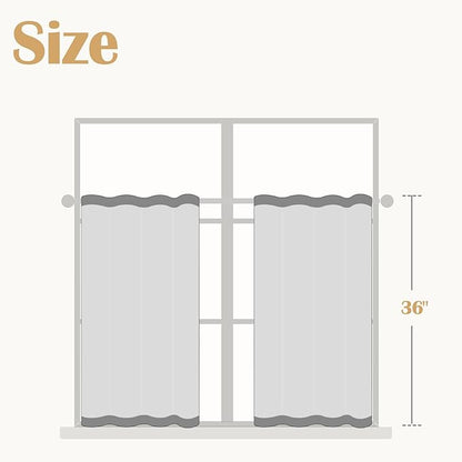 jinchan Linen Textured Tier Curtains 36 Inch for Kitchen Windows Farmhouse Cafe Curtains Small Drapes Rustic Light Filtering Half Window for Living Room Laundry Rod Pocket 2 Panels White