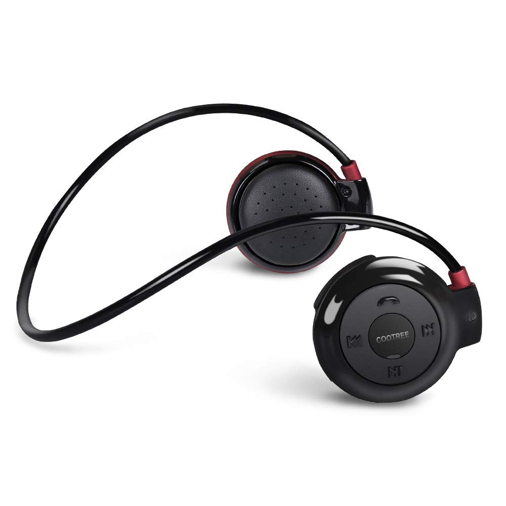 Smatree Cootree Wireless Headphone Sports Headset with Built in Microphone,Bluetooth Headphones Behind The Head,Foldable and Carried in The Purse, Black/Red