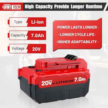 VANTTECH 2Pack 7.0Ah PCC685L Replacement for Porter Cable 20V Lithium Battery PCC680L PCC685LP PCC682L PCC681L PCC680LP PCC640 PCC600 PCCK602L2 Compatible with Porter Cable 20V Cordless Tools