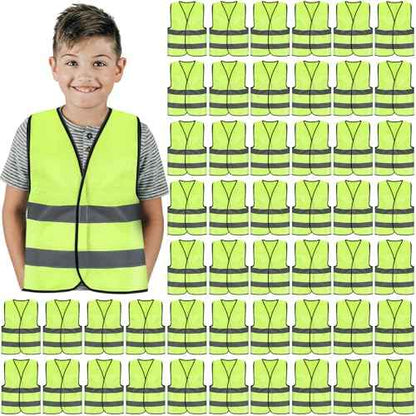 Zhanmai Kids Safety Vest Bulk High Visibility Reflective Construction Vest with Strips Neon for Traffic Child Outdoor