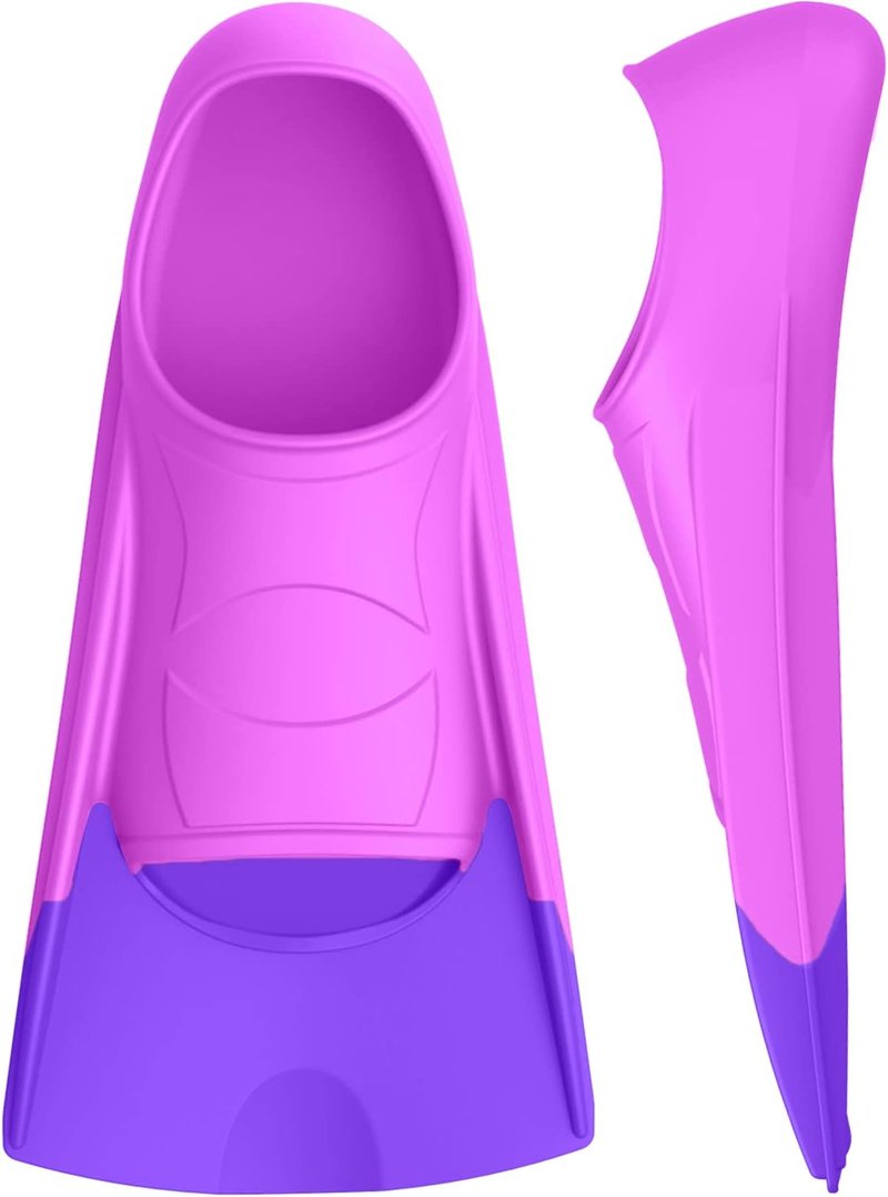 Kids Swim Training Fins - Gintenco Silicone Swim Flippers for Lap Swimming | Travel Size with Mesh Bag