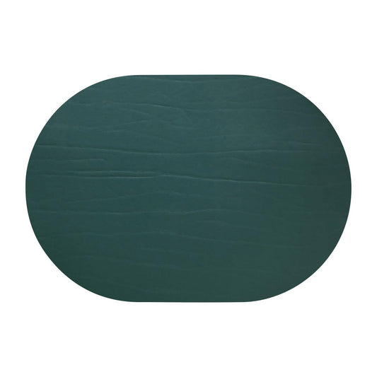 Fortessa Strata Leather Placemat, 13.3 x 16.5 Oval Placemat (Set of 4), Forest