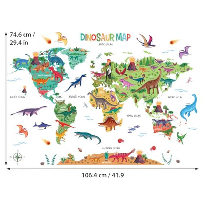 DECOWALL SG2-2312 Dinosaur World Wall Stickers Decals Room Kids Nursery Bedroom d?cor Boys Living Baby Dino playroom Travel Nursery Removable
