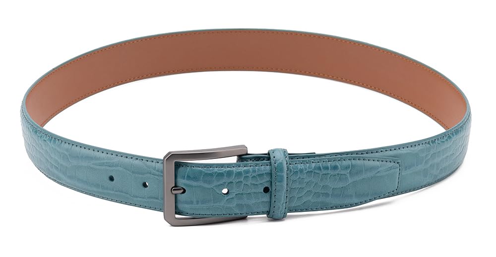 Fabio Valenti Belts for Men,Handmade Genuine Leather Men's Belt Classic and Fashion Designs(Teal,36/38)