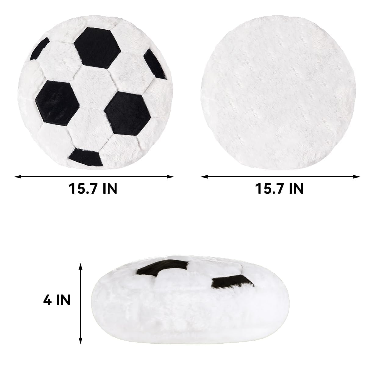 Plush Soccer Pillow, Round Ball Throw Pillow, Football Shaped Decorative Throw Pillow for Kids Room, Sofa, Bed-Soft & Fluffy Birthday Gift for Soccer Enthusiasts 15.7 Inch (40 cm)