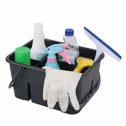 Zerdyne Plastic Cleaning Caddy with Handle, Plastic Cleaning Tote for Cleaning Supplies, Small Classroom Caddy, Gray