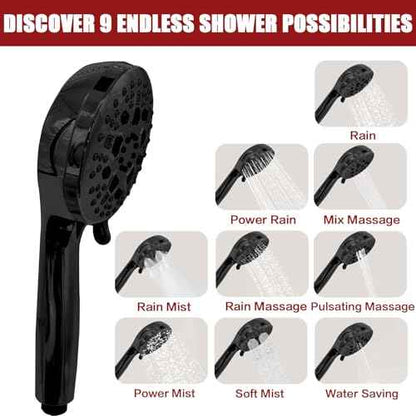 Double Shower Head, Dual Shower Head for Couples, High Pressure and Adjustable Tandem Shower Head System for Two People