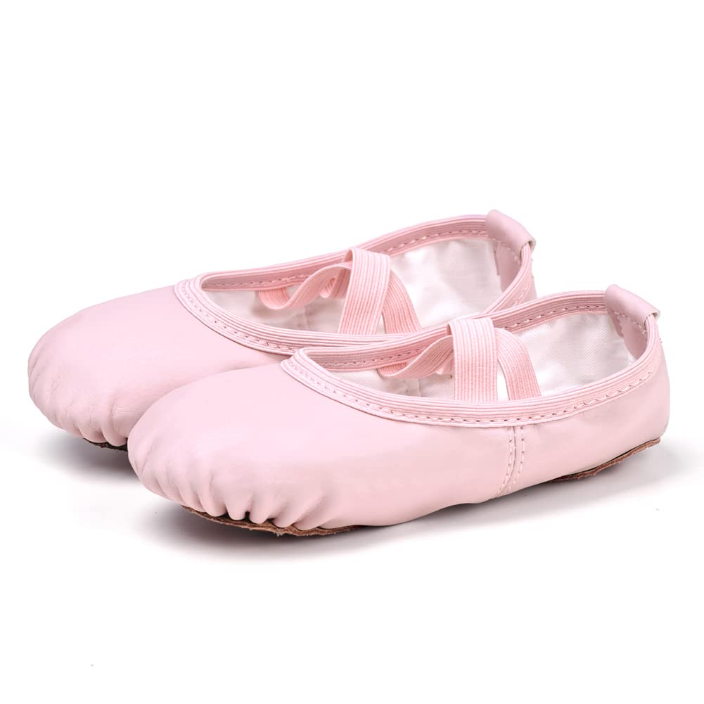 Stelle Ballet Shoes for Girls Toddler Ballet Slippers Soft Leather Boys Dance Shoes for Toddler/Little Kid/Big Kid(Pink, 11ML)