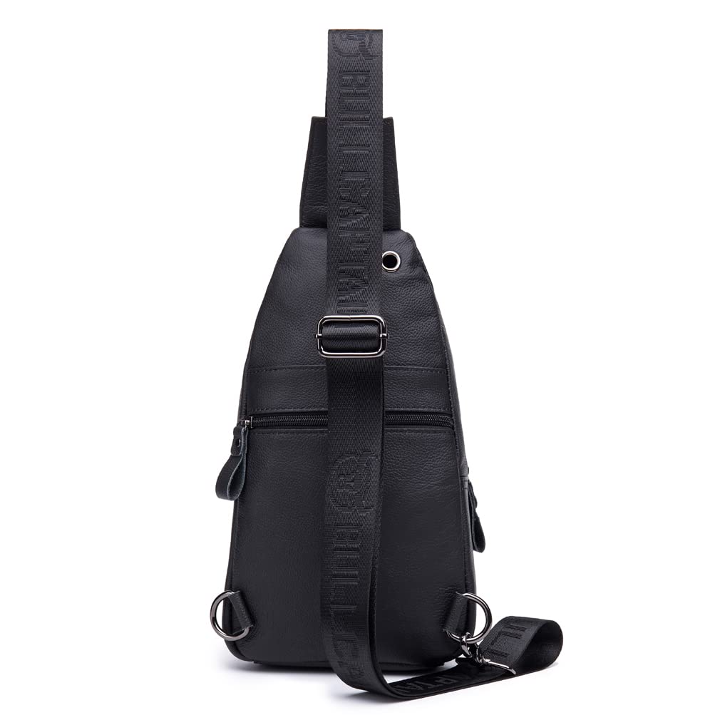 KPYWZER Vintage Leather Sling Bag Bags for Men Women Backpack Shoulder Messenger Crossbody Outdoor Travel Hiking Camping Tactical Chest Pack Daypack Black