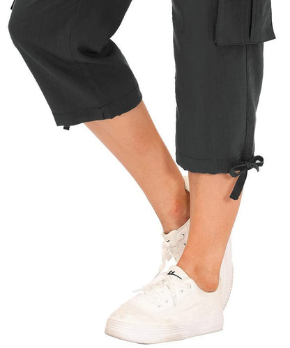 MoFiz Womens Capris with Pockets Loose Fit Casual Capri Pants Dressy Lightweight Ladies Baggy Cargo Pants for Hiking Dark Grey 3XL