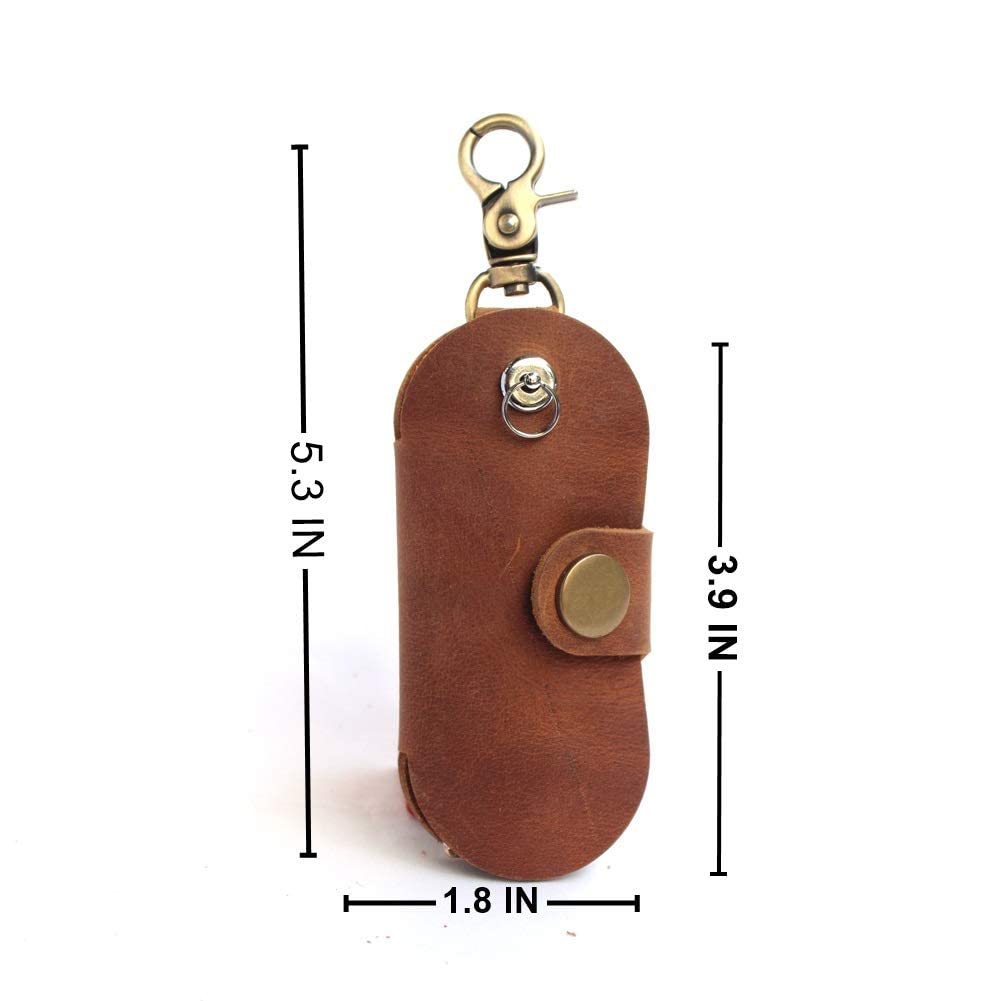 Upgraded Version of Simple Multifunctional Leather Key Organizer Door Key Car Key Case Handcrafted Key Holder with Keyring
