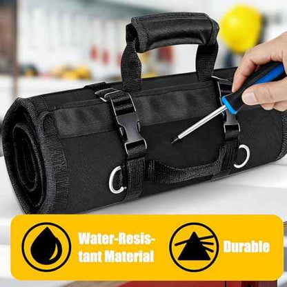 Tool Bag,Large Roll-Up Tool Bag Organizer with 28 Pocket Organizer, 34 Socket Slots, Heavy Duty Portable Tool Storage Carrier Bag for Men,Mechanic,Electrician & Hobbyist,Black