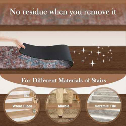 OJIA Non-Slip Stair Treads for Wooden Steps 15PCS, 30"X8" Indoor Stair Runners Slip Resistant Stair Rugs Safety Mats for Dogs, Kids & Elders, Rubber Backed Carpet Stair Treads Stair Covers