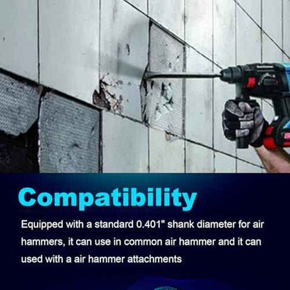 Pneumatic Cold Chisel Set, 3/4" Width 18" Long Air Pneumatic Hammer, Flat and Point Chisels with Round Collar for Concrete and Tile, Air Hammer Punch Chipping Bits Tool, Cr-Mo Alloy Steel