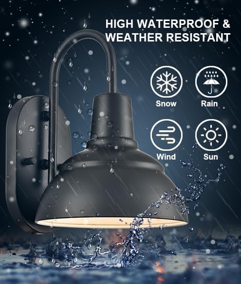 Moose Outdoor Porch Light Fixture Gooseneck Barn Light Outdoor Black Patio Light Exterior for Garage Porch