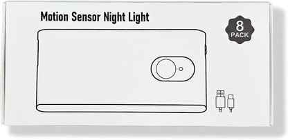 WILLED Rechargeable Night Lights, Warm White Motion Sensor Night Lights, Wireless Stair Lights Indoor for Stairway, Hallway, Kitchen, Closet, Cabinet, Bedroom, Kids' Room(8-Pack)