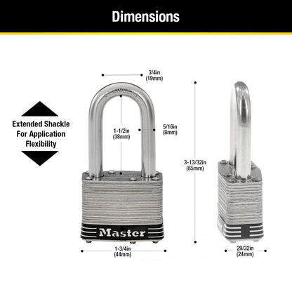 Master Lock 1SSQLF Stainless Steel Outdoor Padlock with Key, 4 Pack Keyed-Alike