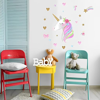 Unicorn Wall Decal, Stickers Children's Room Princess Decoration Wall Kids Room Decor Decals Bedroom for Girls
