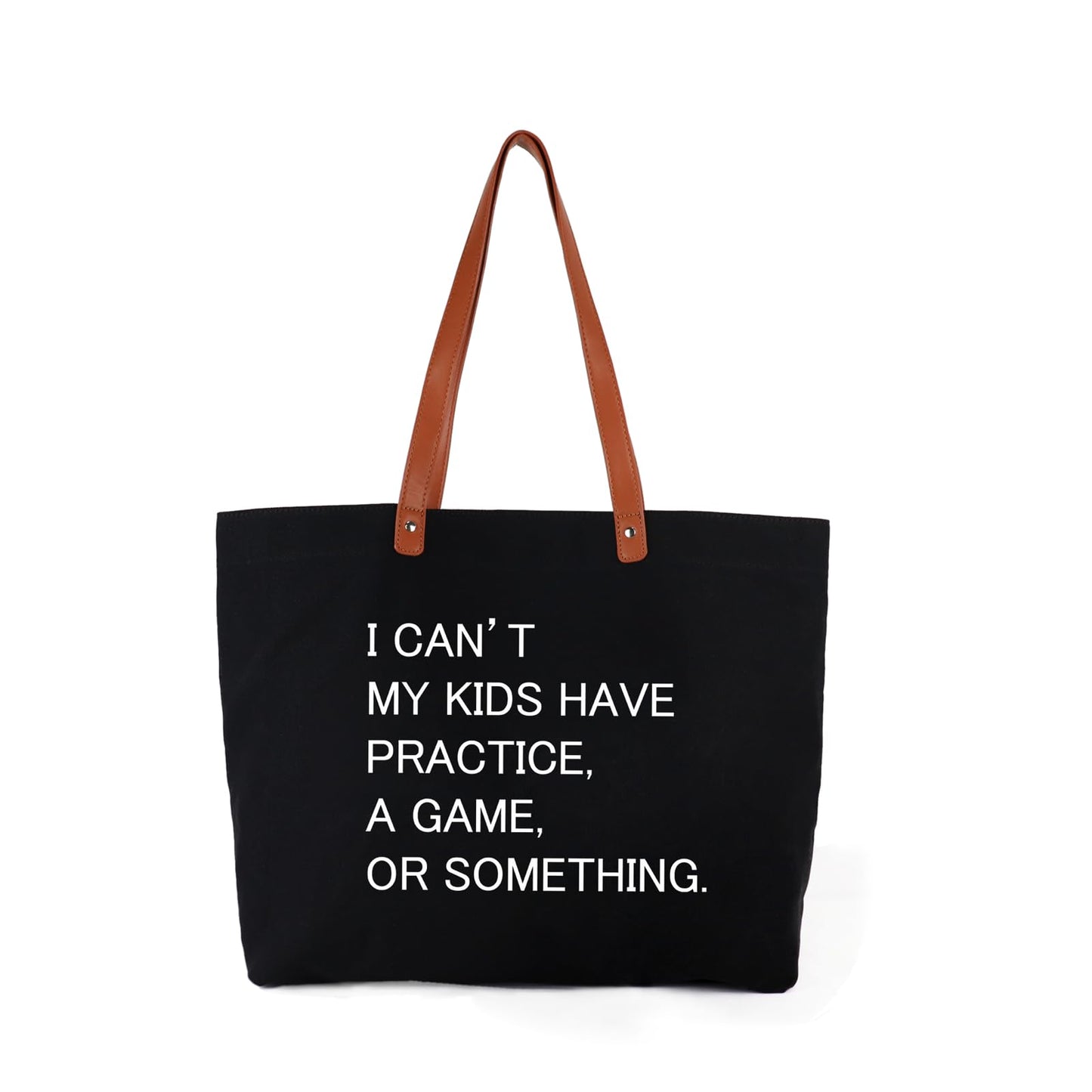 Lamyba I Can't My Kids Have Practice A Game or Something Tote Bag,Sports mom,Soccer Mom Bag with Zipper,Black