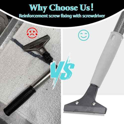 Floor Scraper Long Handle,16 to 90In 4 inch Heavy Duty Razor Blades Floor Scraper with 10PC Blades Sponge Handle Iron Tube Scraper for Cleaning Quick and Easy Removal Price Stickers