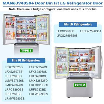 Upgraded MAN63948504 Refrigerator Door Shelf Bin,Compatible With LG/Kenmore Refrigerator Door Shelf Replacement,Replaces LFXS26973S LMXS28626S LFXC22526D Refrigerator Fridge Door Shelves 63948504
