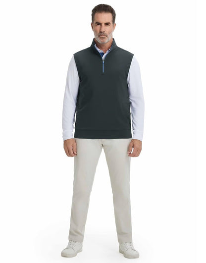 M MAELREG Men's Golf Vest Dry Fit Stretch Moisture Wicking Layer Lightweight Casual Vests Mens Pullover Quarter Zip
