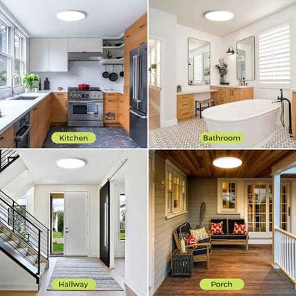4Pack LED Flush Mount Ceiling Light Fixture, 12Inch 24W, Dimmable&3000K/3500K/4000K/5000K/6500K Adjustable Low Profile Ceiling Lights, 3200LM Modern Lamp for Bedroom, Porch, Kitchen, Hallway, White