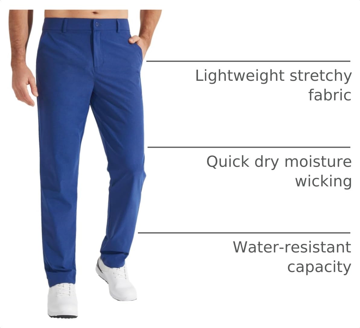 Libin Men's Pants 30" Comfy Business Casual Golf Pants Quick Dry Lightweight Fashion Outfits for Men Travel Vocation Dress Work Water Resistant, Royal Blue, 33W x 30L