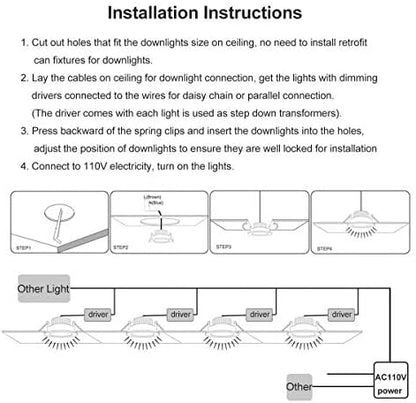 YGS-Tech 2 Inch LED Recessed Lighting, Dimmable Downlight 3W(35W Halogen Equivalent), CRI80, 4000K Natural White Ceiling Light with LED Driver(4 Pack)