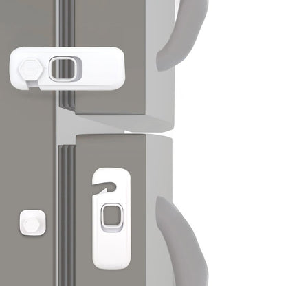 Fridge Child Lock for Refrigerator, Freezer and Cabinet, 2 Pack Adhesive Baby Proof Latches, White