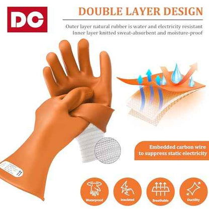 Natural Rubber Gloves High Voltage Electrical Insulating Linesmen's Gloves with Double-Layer